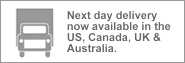Next day delivery now available in the US, Canada, UK and Australia